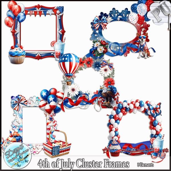 4TH OF JULY CLUSTER FRAMES - TAGGER SIZE by Disyas - Click Image to Close